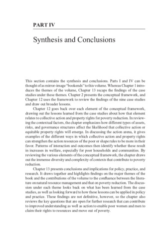 Collective action and property rights for poverty reduction: A synthesis