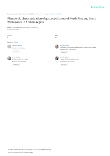 Phenotypic characterization of goat populations of North Shoa and South Wollo zones in Amhara region