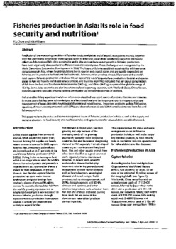 Fisheries production in Asia: its role in food security and nutrition