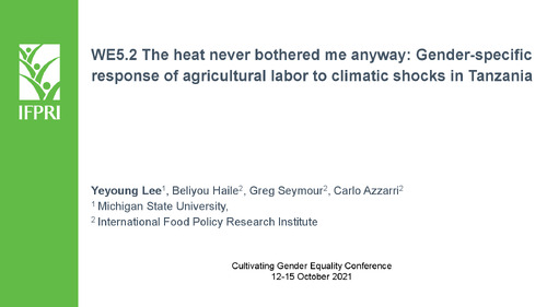 WE5.2: The heat never bothered me anyway: Gender-specific response of agricultural labor to climatic shocks in Tanzania