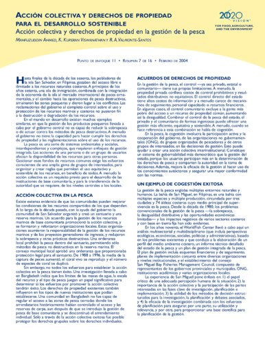 Acción colectiva y derechos de propiedad en la gestión de la pesca