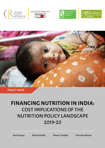 Financing nutrition in India: Cost implications of the nutrition policy landscape 2019-20