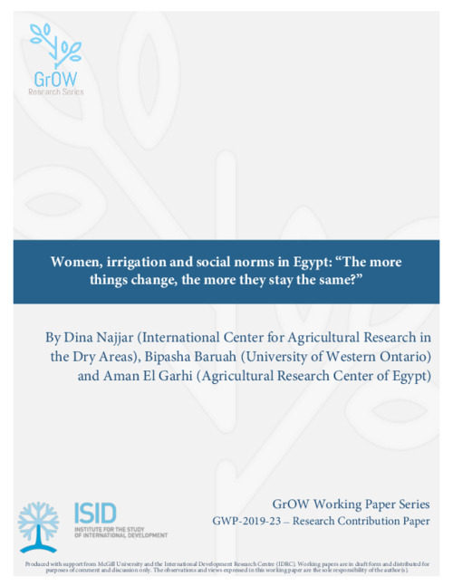 Women, irrigation and social norms in Egypt: “The more things change, the more they stay the same?”