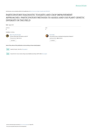 Participatory diagnostic toolkits and crop improvement approaches: participatory methods to assess and use plant genetic diversity in the field.