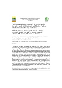 Participatory varietal selection of chickpea in rainfed rice fallow lands of Chhattisgarh and Madhya Pradesh in India for sustainable crop production