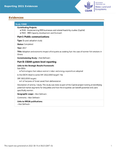 Adoption and economic impact of briquette as cooking fuel: the case of women fish smokers in Ghana