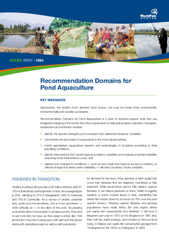 Recommendation domains for pond aquaculture