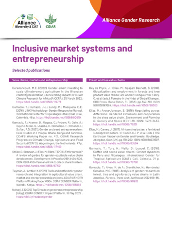 Inclusive market systems and entrepreneurship