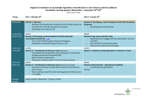 Regional Consultation on Sustainable Agriculture Intensification in Latin America and the Caribbean - Agenda