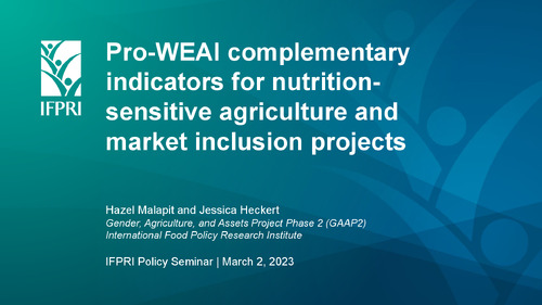 Pro-WEAI complementary indicators for nutrition- sensitive agriculture and market inclusion projects