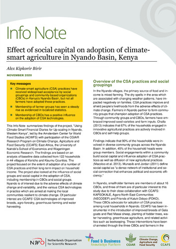 Effect of social capital on adoption of climate-smart agriculture in Nyando Basin, Kenya