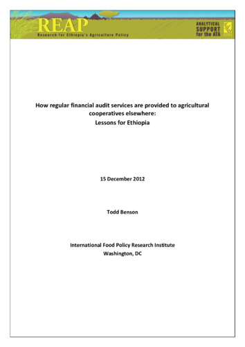 How regular financial audit services are provided to agricultural cooperatives elsewhere: Lesson for Ethiopia