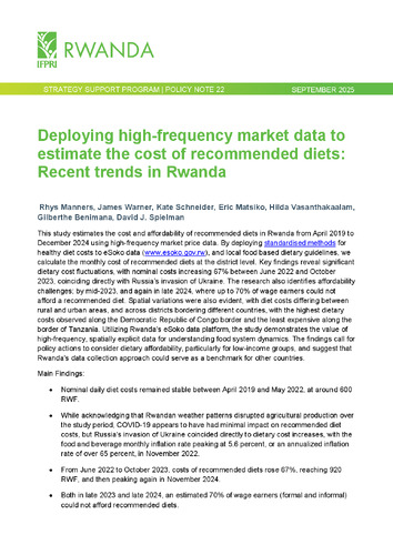 Deploying high-frequency market data to estimate the cost of recommended diets: Recent trends in Rwanda