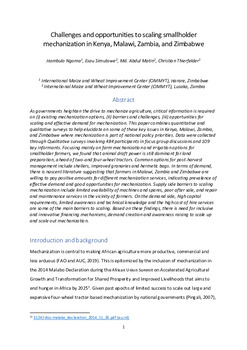 Challenges and opportunities to scaling smallholder mechanization in Kenya, Malawi, Zambia, and Zimbabwe