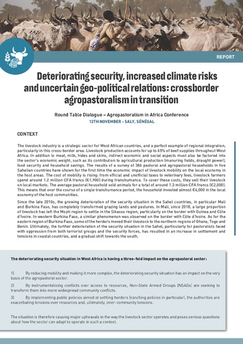 Deteriorating security, increased climate risks and uncertain geo-political relations: crossborder agropastoralism in transition