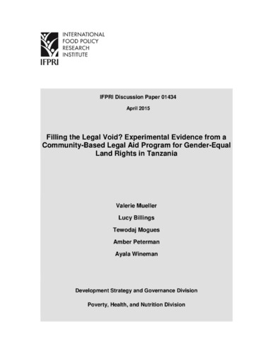 Filling the legal void? Experimental evidence from a community-based legal aid program for gender-equal land rights in Tanzania