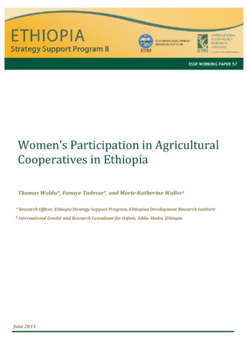 Women’s participation in agricultural cooperatives in Ethiopia