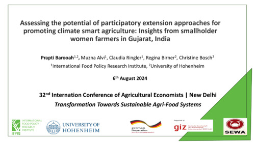 Assessing the potential of participatory extension approaches for promoting climate smart agriculture: Insights from smallholder women farmers in Gujarat, India