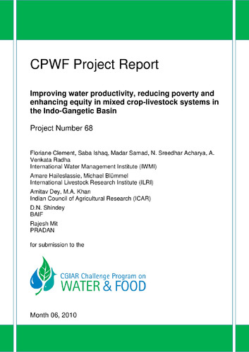 Improving water productivity, reducing poverty and enhancing equity in mixed crop-livestock systems in the Indo-Gangetic Basin: CPWF project report 68
