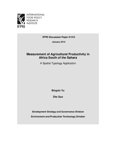 Measurement of agricultural productivity in Africa south of Sahara: A spatial typology application
