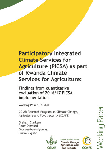 Participatory Integrated Climate Services for Agriculture (PICSA) as part of Rwanda Climate Services for Agriculture: Findings from quantitative evaluation of 2016/17 PICSA implementation