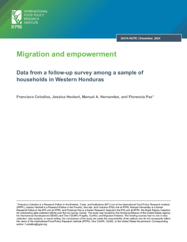 Migration and empowerment: Data from a follow-up survey among a sample of households in western Honduras