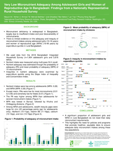 Very Low Micronutrient Adequacy Among Adolescent Girls and Women of Reproductive Age In Bangladesh: Findings from a Nationally Representative Rural Household Survey