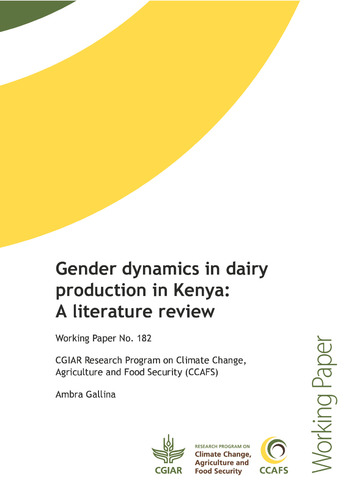 Gender dynamics in dairy production in Kenya: A literature review