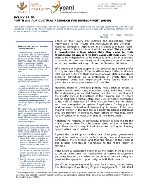 Youth and Agricutural Research for Development (AR4D)