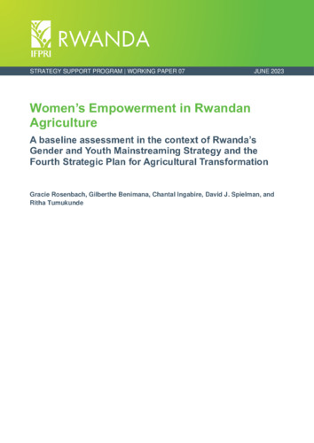 Women’s empowerment in Rwandan agriculture: A baseline assessment in the context of Rwanda’s gender and youth mainstreaming strategy and the fourth strategic plan for agricultural transformation