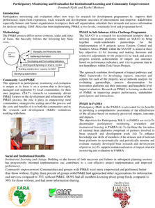 Participatory monitoring and evaluation for institutional learning and community empowerment