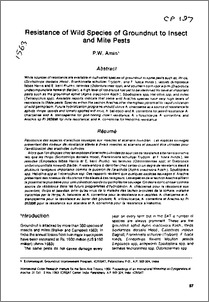 Resistance of Wild Species of Groundnut to Insect and Mite Pests