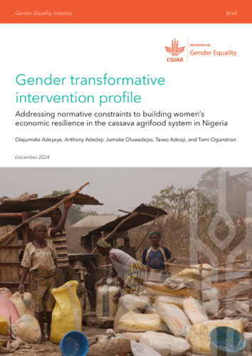 Gender transformative intervention profile 5: Addressing normative constraints to building women’s economic resilience in the cassava agrifood system in Nigeria