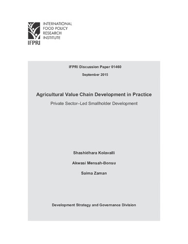 Agricultural value chain development in practice: Private sector-led smallholder development