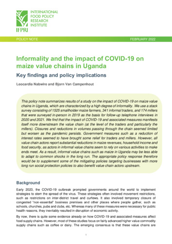 Informality and the impact of COVID-19 on maize value chains in Uganda: Key findings and policy implications
