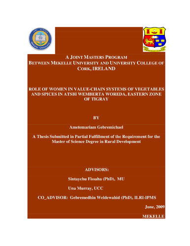 Role of women in value-chain systems of vegetables and spices in Atsbi Wemberta Woreda, Eastern Zone of Tigray