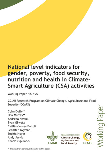 National level indicators for gender, poverty, food security, nutrition and health in Climate-Smart Agriculture (CSA) activities