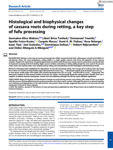 Histological and biophysical changes of cassava roots during retting, a key step of fufu processing