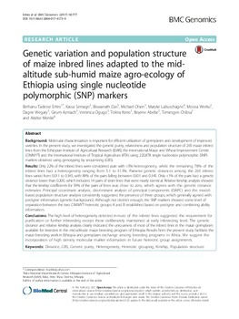 Genetic variation and population structure of maize inbred lines adapted to the mid-altitude sub-humid maize agro-ecology of Ethiopia using single nucleotide polymorphic (SNP) markers
