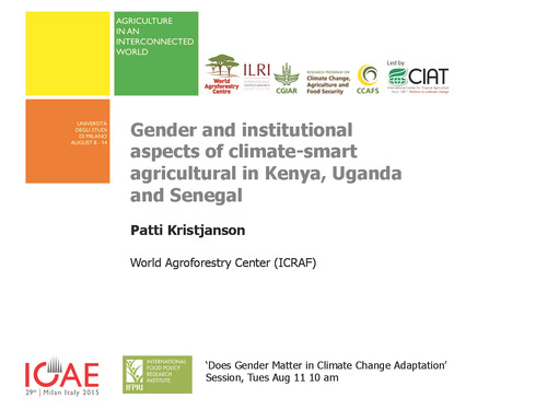 Gender and institutional aspects of climate-smart agricultural in Kenya, Uganda and Senegal