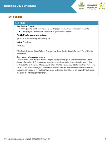 Radio Listeners Clubs (RLCs) in Rwanda Help Close Gender Gaps in Farmers’ Use of Climate Information