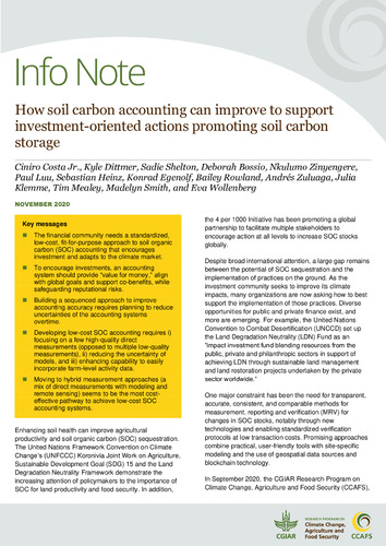 How soil carbon accounting can improve to support investment- oriented actions promoting soil carbon storage