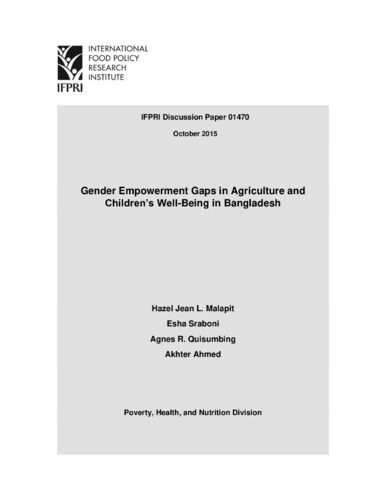 Gender empowerment gaps in agriculture and children’s well-being in Bangladesh