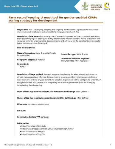 Farm record keeping: A must tool for gender enabled CSAPs scaling strategy for development