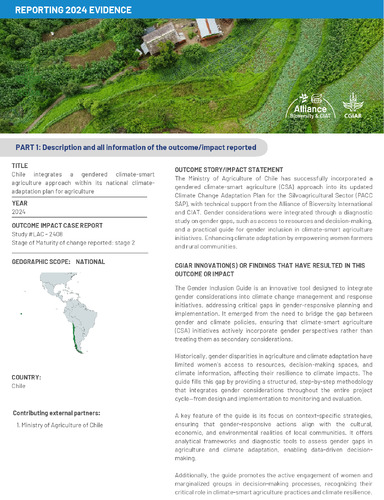 Chile integrates a gendered climate-smart agriculture approach within its national climate-adaptation plan for agriculture