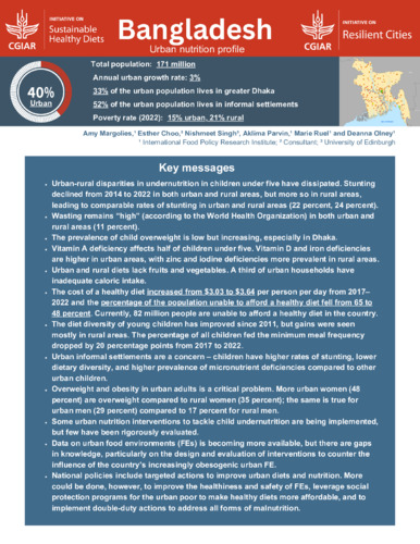 Resilient Cities urban nutrition profile: Bangladesh