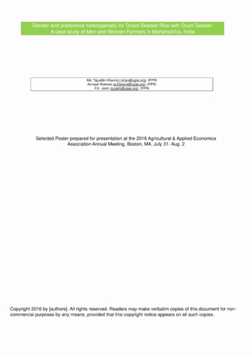 Gender and preference heterogeneity for direct seeded rice with drum seeder: A case study of men and women farmers in Maharashtra, India