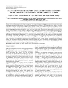 Status of potato husbandry and farmer's socio-economic profile in moisture and heat prone Karnataka, India.