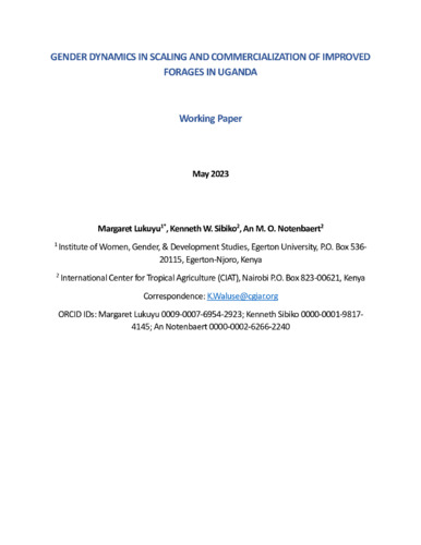 Gender dynamics in scaling and commercialization of improved forages in Uganda