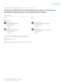 Livelihood strategies of tiger shrimp post larvae collectors in backkhali river estuary, cox’s bazar of Bangladesh